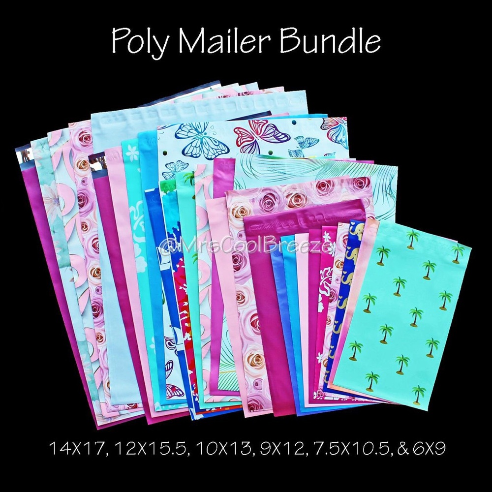 100 Assorted 6 Sizes Poly Mailer Bundle